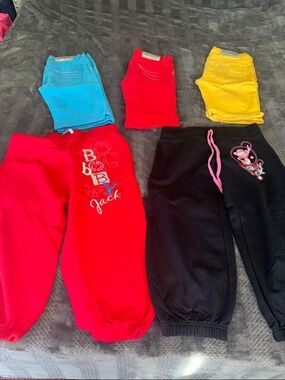 Kids' Bobby jack  Jogger Pants - Red and Black & 3 pair stylish capri shorts